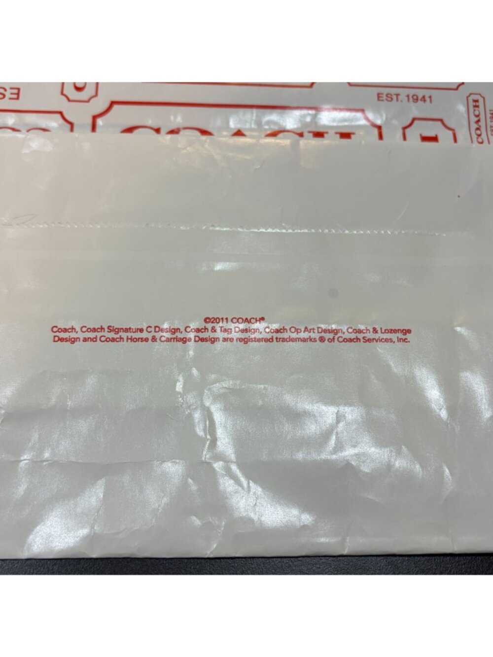 Vintage Coach Logo Print 2011 Top Handle Shopping Gift Bag Red White Paper - Picture 6 of 9